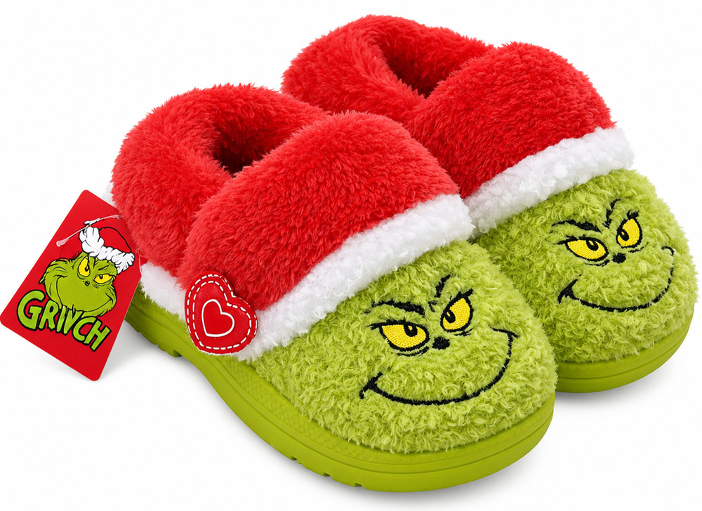 Crocs The Grinch C6 Toddler Kids Fuzzy Lined Christmas Holiday Clogs New